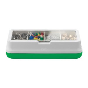  Box of Paper Clips, Pins, and Push Pins Metal Green