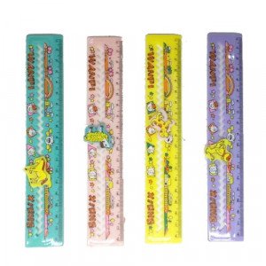 Ruler 18 cm Plastic With Photo Animal Zig Zag 4 Pieces