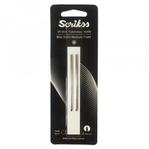  Mini Refill Ball Point Medium Black Color 2 Pieces SCRIKSS