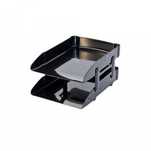 Document Rack Transparent Black 2 Layers of Plastic METRO