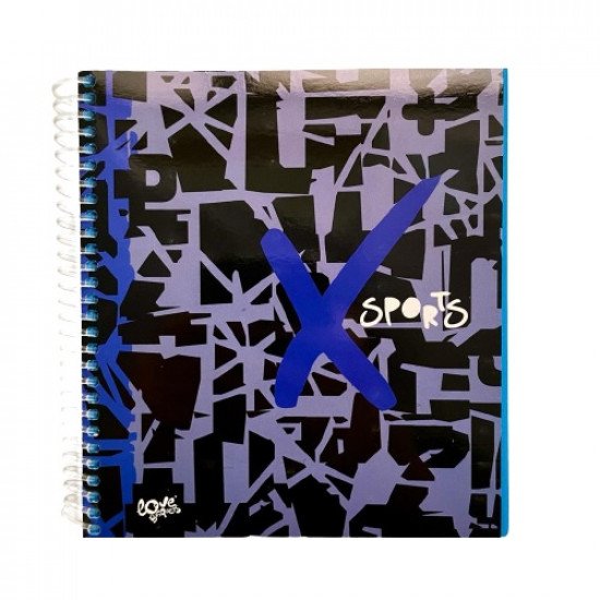 دفتر مذكرة سلك 14×16سم X SPORTS بسكيت ازرق