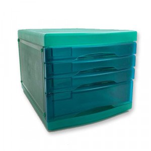 Desktop Drawers Plastic Turquoise Transparent 4 Drawers