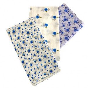 Cotton Fabric Engravings Blue Roses120 x 50 mm Several Shapes