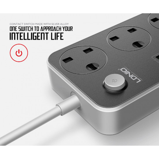 توصيلة 2 متر 3 منافذ USB و منفذ USB-C بخاصية الشحن السريع من LDNIO 