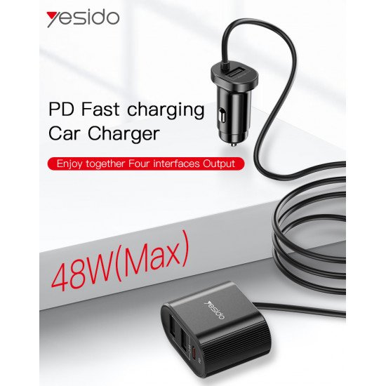 يسيدو - Yasido Y41 شاحن ولاعة سريع الشحن مع 3 منافذ PD يسيدو - Yasido Y41 شاحن ولاعة سريع الشحن مع 3 منافذ PD