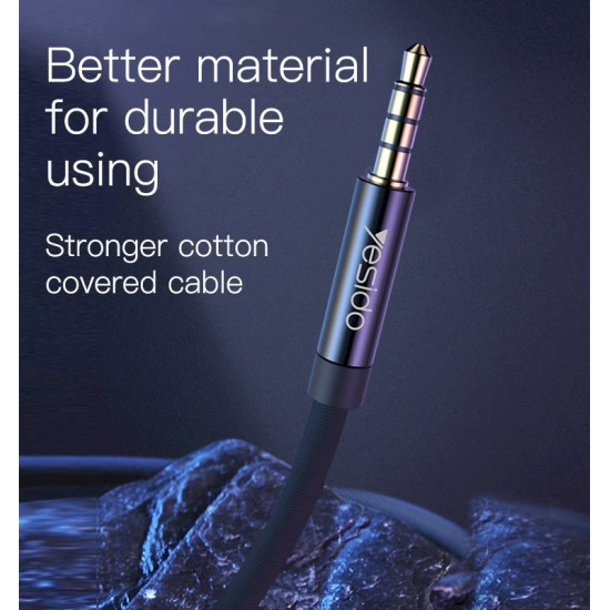 يسيدو - كيبل ناقل الصوت YAU14 من AUX 3.5MM الى AUX 3.5MM بطول 1 متر -أسود