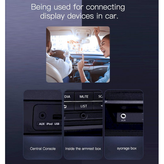 يسيدو - كيبل ناقل الصوت YAU14 من AUX 3.5MM الى AUX 3.5MM بطول 1 متر -أسود