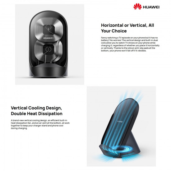 شاحن هواوي سوبر تشارج اللاسلكي بقاعدة 40 وات (لهواوي / سامسونج / آيفون)