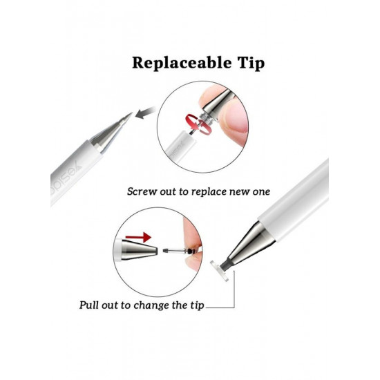 قلم لمس للرسم عالي الدقة أبيض ST04 | Capacitive Stylus Pen