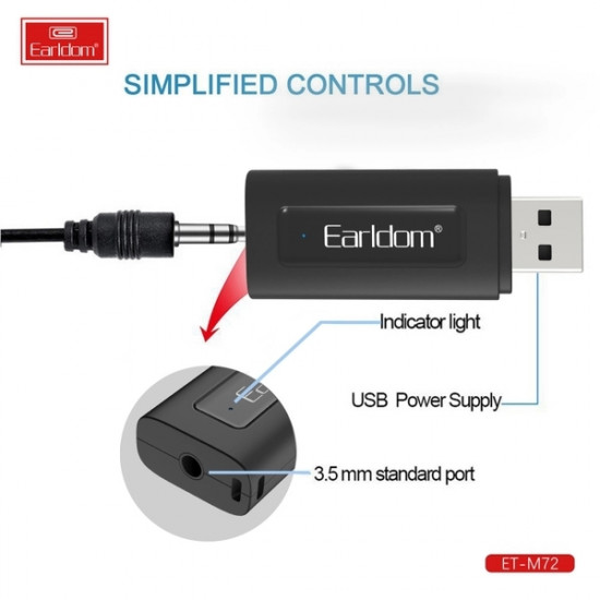 مستقبل بلوتوث للسيارات والسماعات USB Thu Bluetooth Earldom ET-M72