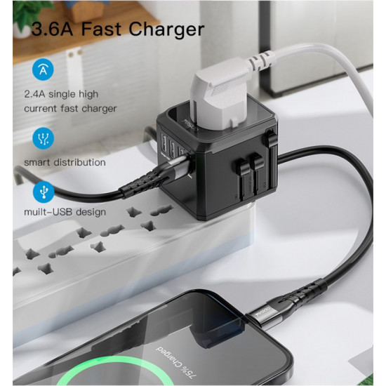      فيش شاحن عالمي من Yesido-MC10-UNIVERSAL ADAPTER