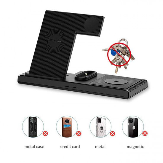 قاعدة شحن لاسلكية 4 في 1 للهواتف الذكية وساعة Apple Watch وسماعات الأذن Yesido DS13