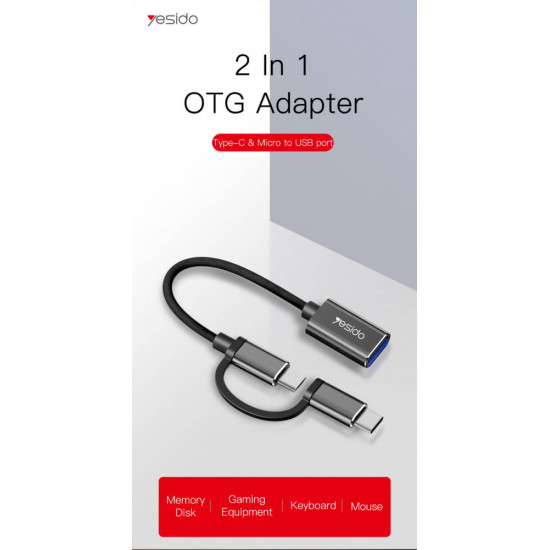 وصلة نقل بيانات يو اس بي 3.0 الى منفذ تايب سي ومايكرو من شركة يسيدو Yesido GS02