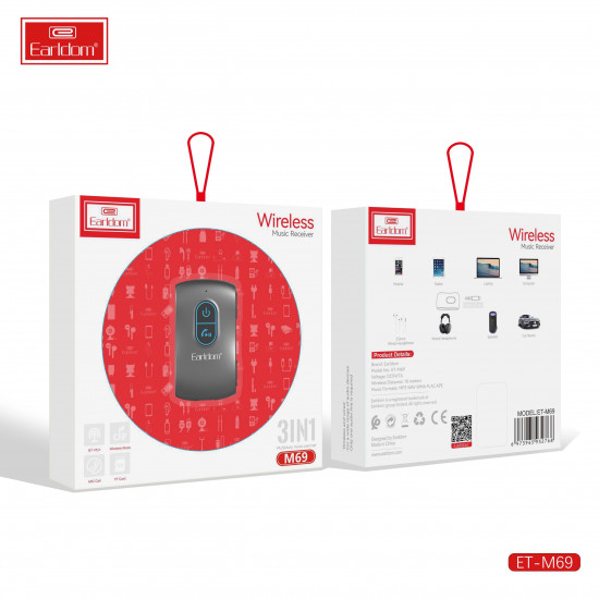 Bluetooth audio receiver Earldom ET-M69, 3.5mm, Micro SD
