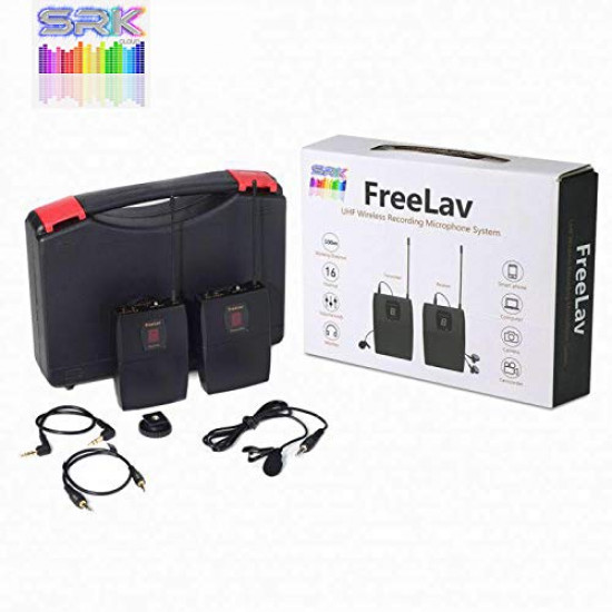 مجموعة نظام ميكروفون  FREELAV احترافي داخل الأذن مزود بـ 16 قناة للمراقبة اللاسلكية UHF مع ميكروفون على شكل طية صدر السترة للهواتف الذكية لأجهزة Android وIOS، وكاميرات DSLR، وNIKON، وCANON، وSONY، وYouTube