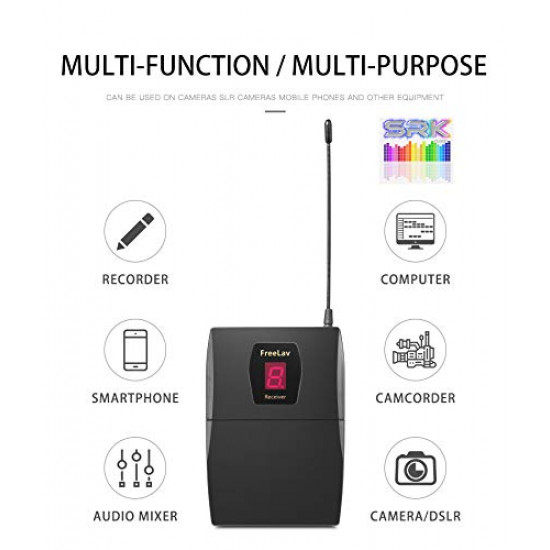 مجموعة نظام ميكروفون  FREELAV احترافي داخل الأذن مزود بـ 16 قناة للمراقبة اللاسلكية UHF مع ميكروفون على شكل طية صدر السترة للهواتف الذكية لأجهزة Android وIOS، وكاميرات DSLR، وNIKON، وCANON، وSONY، وYouTube