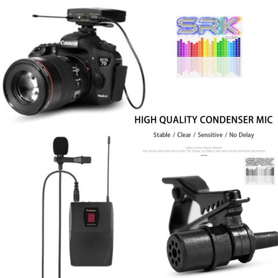 مجموعة نظام ميكروفون  FREELAV احترافي داخل الأذن مزود بـ 16 قناة للمراقبة اللاسلكية UHF مع ميكروفون على شكل طية صدر السترة للهواتف الذكية لأجهزة Android وIOS، وكاميرات DSLR، وNIKON، وCANON، وSONY، وYouTube