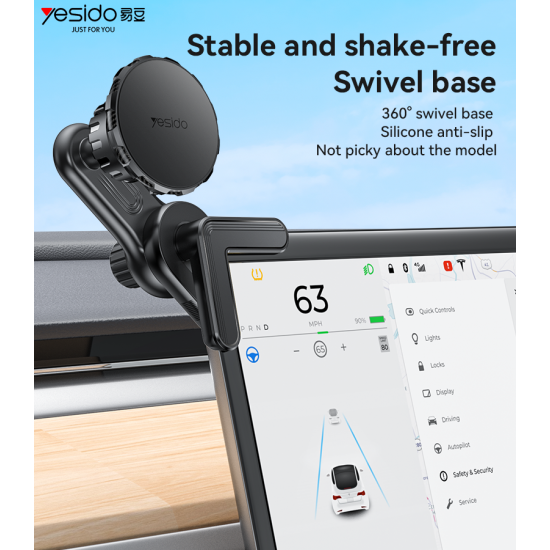 حامل هاتف للسيارة C212 360 قابل للتعديل مع قفل مدمج وشاشة عائمة ومغناطيس 