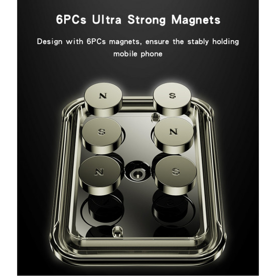 حامل هاتف مغناطيسي C244 بزاوية دوارة حرة 360 درجة، 6 قطع من مغناطيس N42، منفذ تهوية متطور