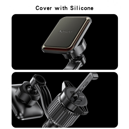 حامل هاتف مغناطيسي C244 بزاوية دوارة حرة 360 درجة، 6 قطع من مغناطيس N42، منفذ تهوية متطور