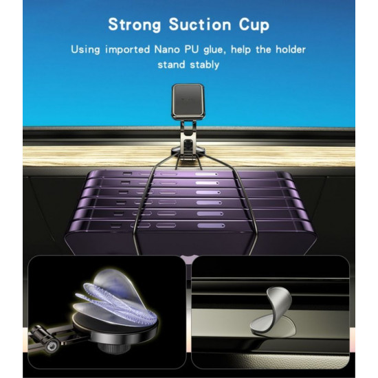 حامل هاتف مغناطيسي متعدد الزوايا مصنوع من سبائك الزنك C264 مكون من 6 قطع مغناطيس بذراع دوارة قوية حامل هاتف مغناطيسي متعدد الزوايا مصنوع من سبائك الزنك C264 مكون من 6 قطع مغناطيس بذراع دوارة قوية