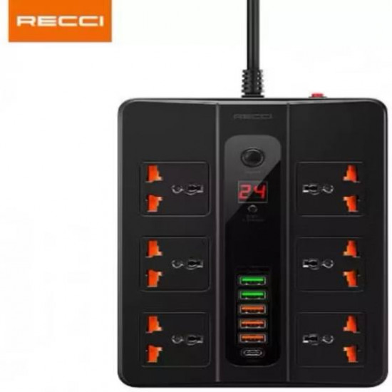 توصيلة ذكية 6 منافذ قوة 2500 واط RECCI Multifunction POWER SOCKET توصيلة ذكية 6 منافذ قوة 2500 واط RECCI Multifunction POWER SOCKET