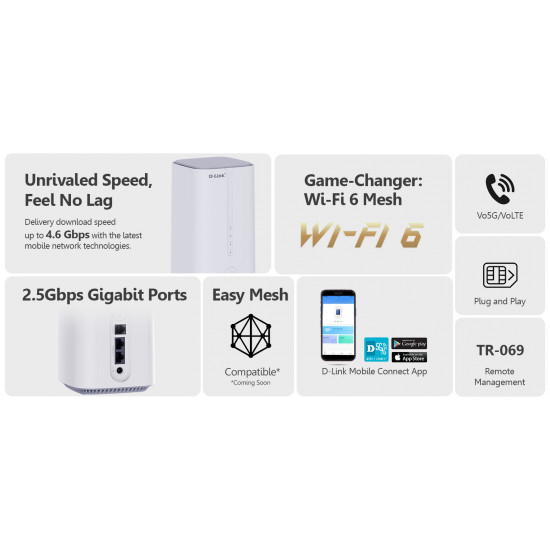 راوتر دي لينك - / DWR 2000M D-LINK - يدعم تقنية 5G واي فاي AX1800 مع 4 منافذ