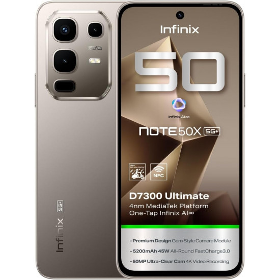 انفنكس نوت 50 اكس - سعة 256 جيجا - رام 8 + 8 جيجا - 5 جى