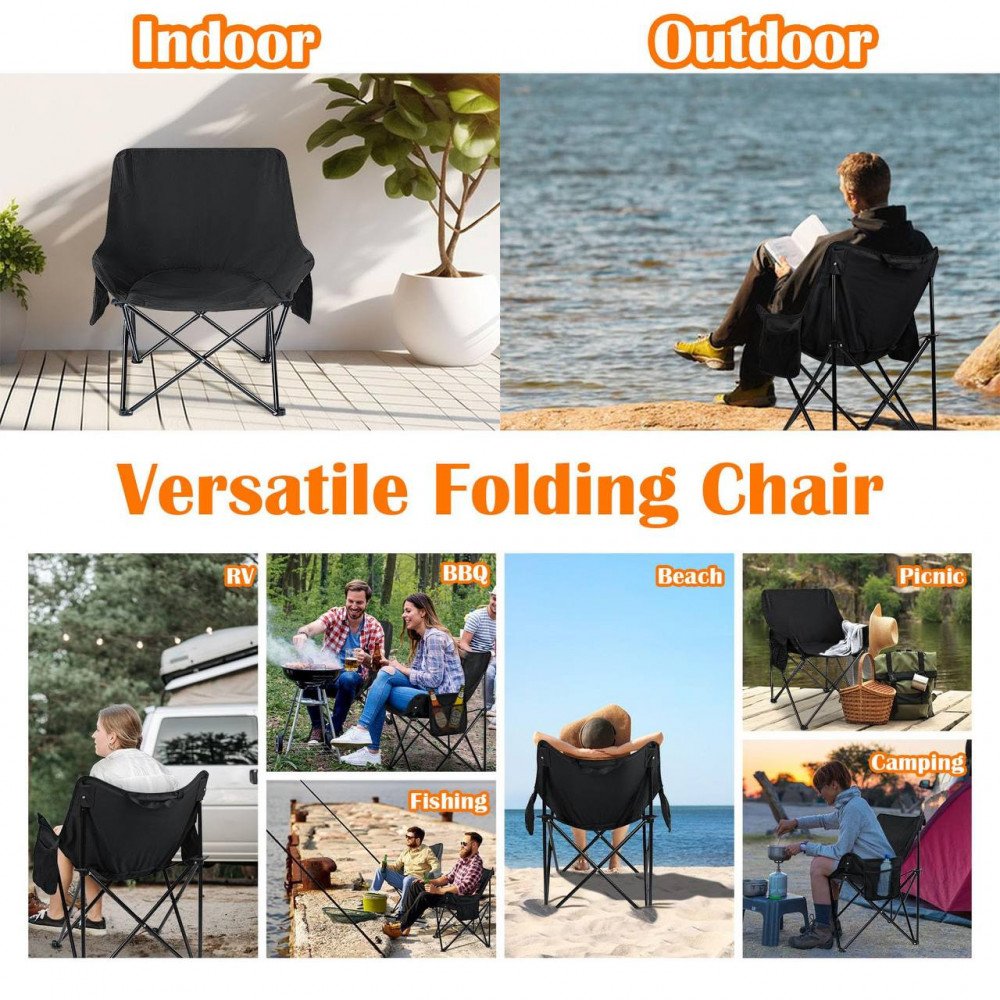 كرسي قابل للطي خفيف الوزن محمول مع جيب جانبي