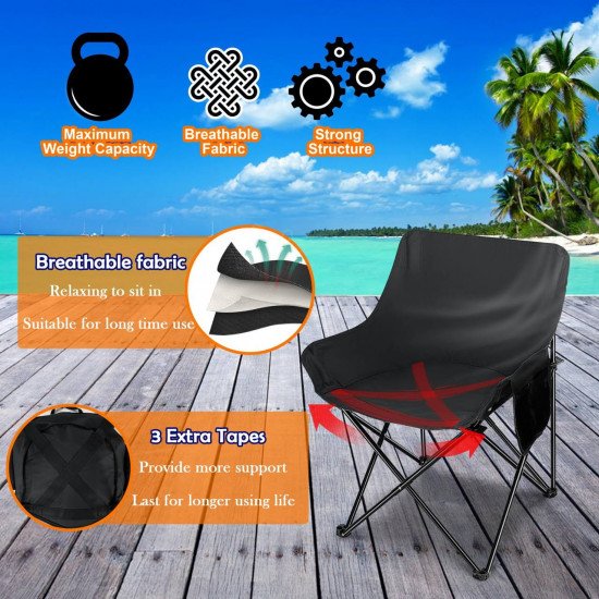 كرسي قابل للطي خفيف الوزن محمول مع جيب جانبي