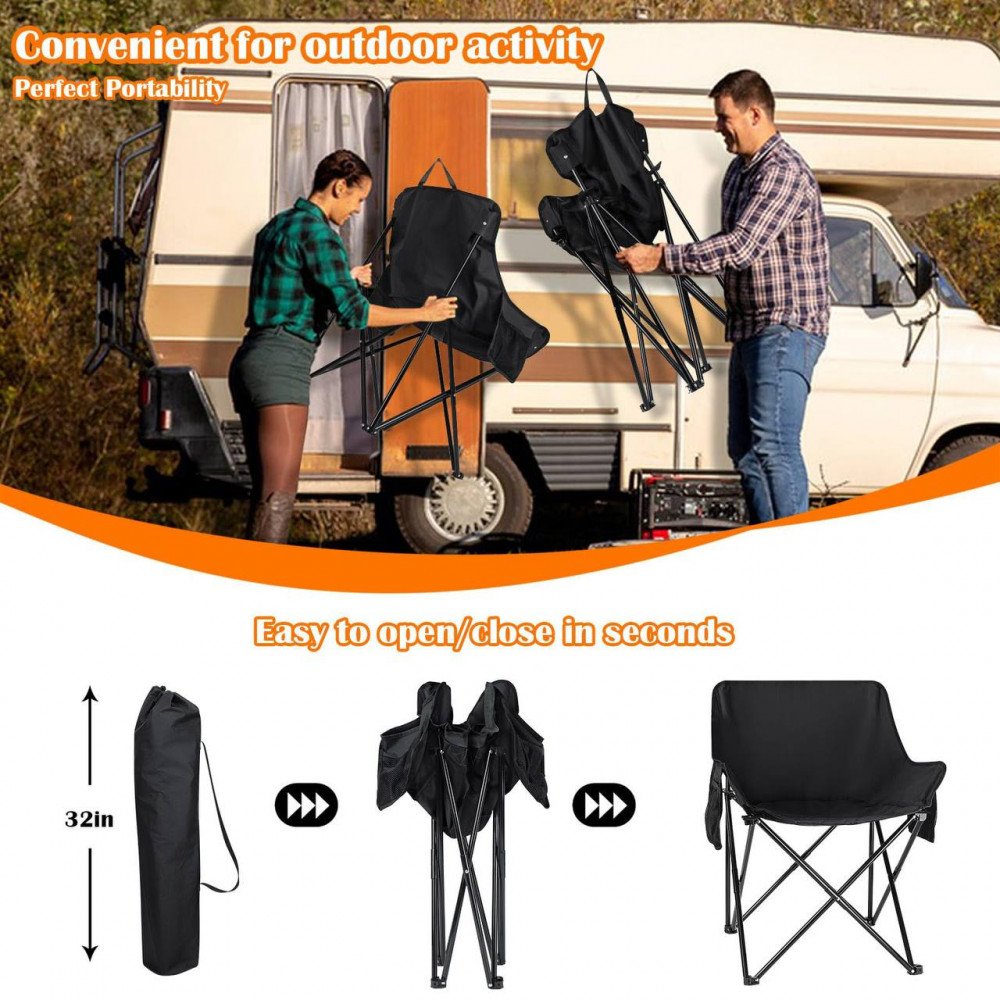 كرسي قابل للطي خفيف الوزن محمول مع جيب جانبي