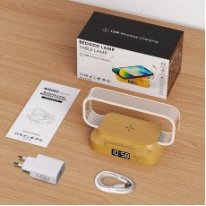 مصباح طاولة متعدد الوظائف مع شاحن لا سلكي 15 واط 