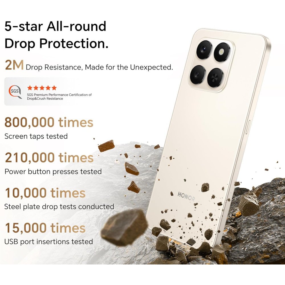 هاتف ذكي HONOR X7d 5G، ذاكرة وصول عشوائي (RAM) سعة 8 جيجابايت وذاكرة قراءة فقط (ROM) سعة 256 جيجابايت، ثنائي الشريحة، بطارية 6500 مللي أمبير/ساعة، كاميرا بدقة 108 ميجابكسل، شاشة 6.77 بوصة وتردد 120 هرتز