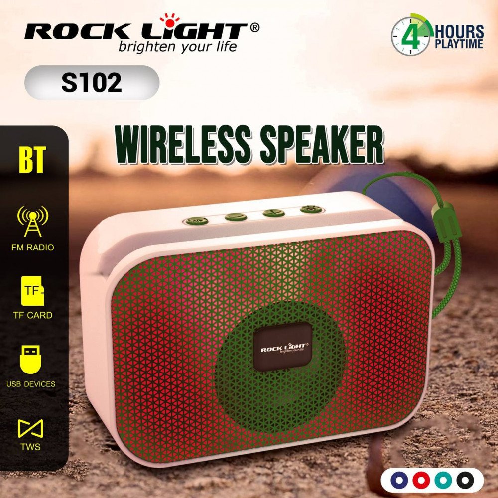 مكبر صوت لاسلكي محمول من طراز Rock Light S102