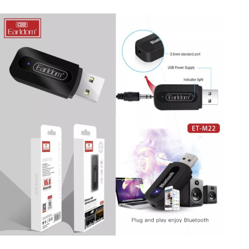 محول لاسلكي لصوت موسيقى السيارة Earldom M22 USB Car & Home Stereo Bluetooth Receiver 3.5mm
