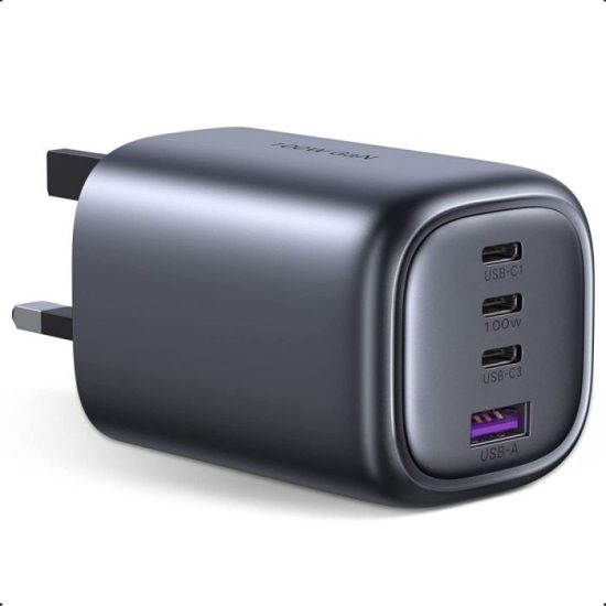 شاحن جداري يوجرين بثلاث منافذ PD وبمنفذ USB بتقنية GaN وبقوة 100 واط شاحن UGREEN Nexode