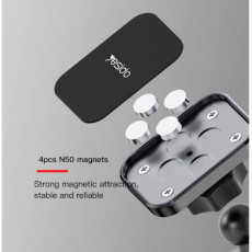 حامل سيارة مغناطيسي من Yesido C92، يعمل بيد واحدة، زاوية ضبط 360 درجة، وسادة سيليكون لامتصاص الصدمات، غير قابل للانزلاق، منفذ فتحة قرص مضغوط، ABS + مغناطيس N50، أسود | C92