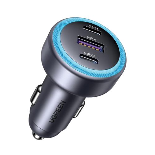 شاحن سيارة UGREEN يوجرين سريع بمنفذين USB-C ومنفذ USB وبقوة 30 واط 