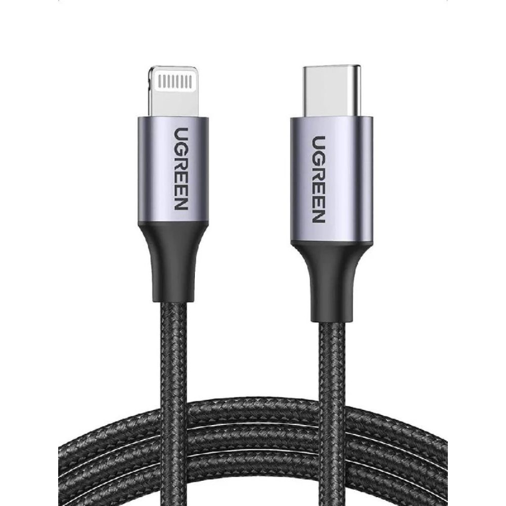 يوجرين كيبل من يو اس بي سي الي لايتنينج قماش 2 متر اسود UGREEN USB-C إلى Lightning