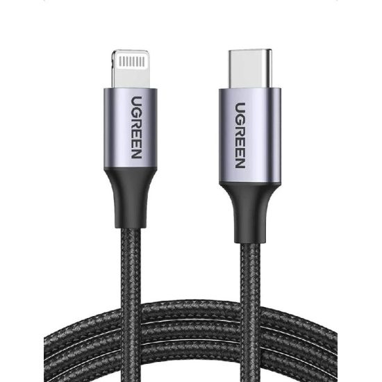 يوجرين كيبل من يو اس بي سي الي لايتنينج قماش 2 متر اسود UGREEN USB-C إلى Lightning
