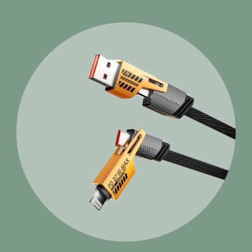 كابل واحد فقط 4*1 (USB-C - Lightning - USB-A) بقوة 65 واط