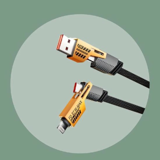 كابل واحد فقط 4*1 (USB-C - Lightning - USB-A) بقوة 65 واط