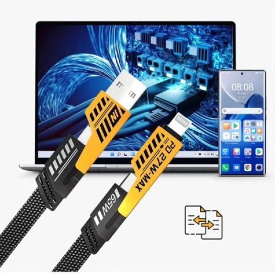 كابل واحد فقط 4*1 (USB-C - Lightning - USB-A) بقوة 65 واط