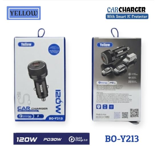 Yellow BO-Y213 فيش سياره 120واط 