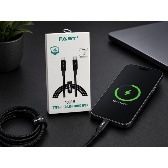 شاحن تايب سي آيفون بطول متر Fast+ شاحن تايب سي آيفون بطول متر Fast+