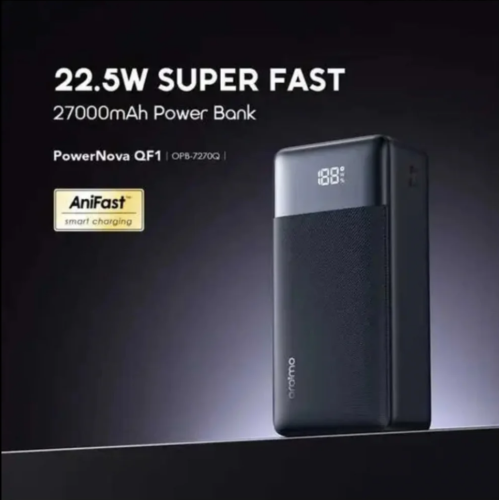 شاحن متنقل أورايمو بور نوڤا بمنفذ USB-C ومنفذين USB وبسعة 20000 مللي أمبير وبقوة 22.5 واط - أسود