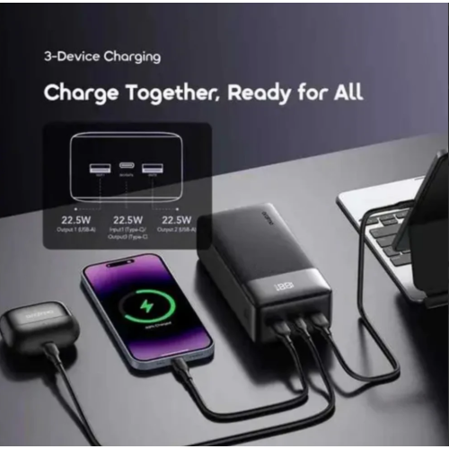 شاحن متنقل أورايمو بور نوڤا بمنفذ USB-C ومنفذين USB وبسعة 20000 مللي أمبير وبقوة 22.5 واط - أسود