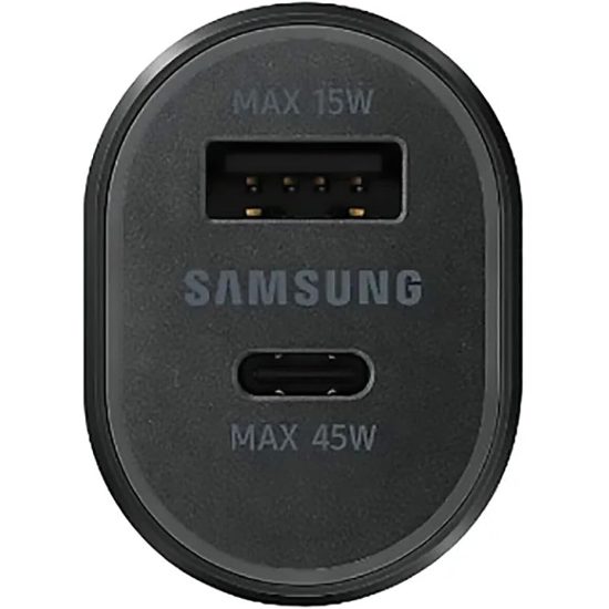 شاحن السيارة الثنائي السريع للغاية من سامسونج مع كيبل تايب سي (Samsung Super Fast Dual Car Charger)، 