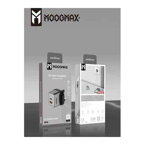 MOOGMAX شاحن جداري 20 واط. شاحن سريع وامان ضد الجهد الزائد. شاحن جداري بمنفذين شحن. يدعم الشحن السريع PD. MOOGMAX شاحن جداري 20 واط. شاحن سريع وامان ضد الجهد الزائد. شاحن جداري بمنفذين شحن. يدعم الشحن السريع PD.