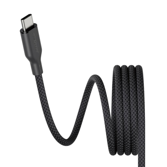 سلك شاحن امباور بانزر جلاس Magnetic من USB-C إلى USB-C بطول 1.5 م وبقوة 240 واط - أسود